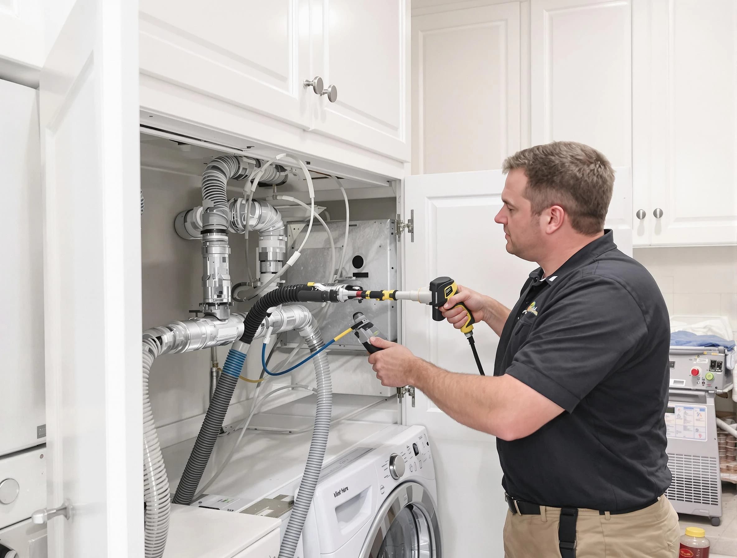Andover Dryer Vent Cleaning professional removing severe blockage from a clogged dryer vent in Andover