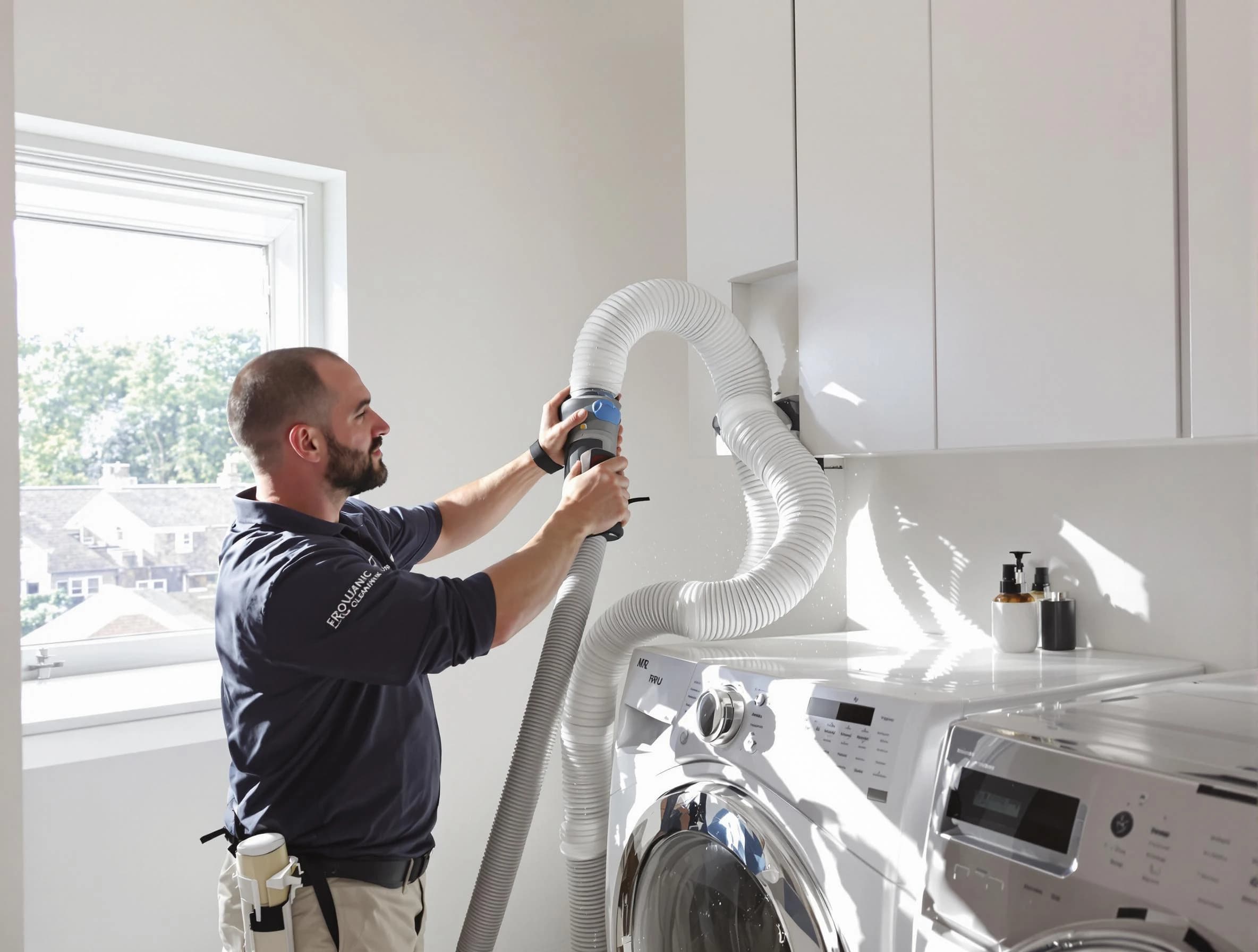 Certified Andover Dryer Vent Cleaning technician performing dryer vent cleaning in Andover