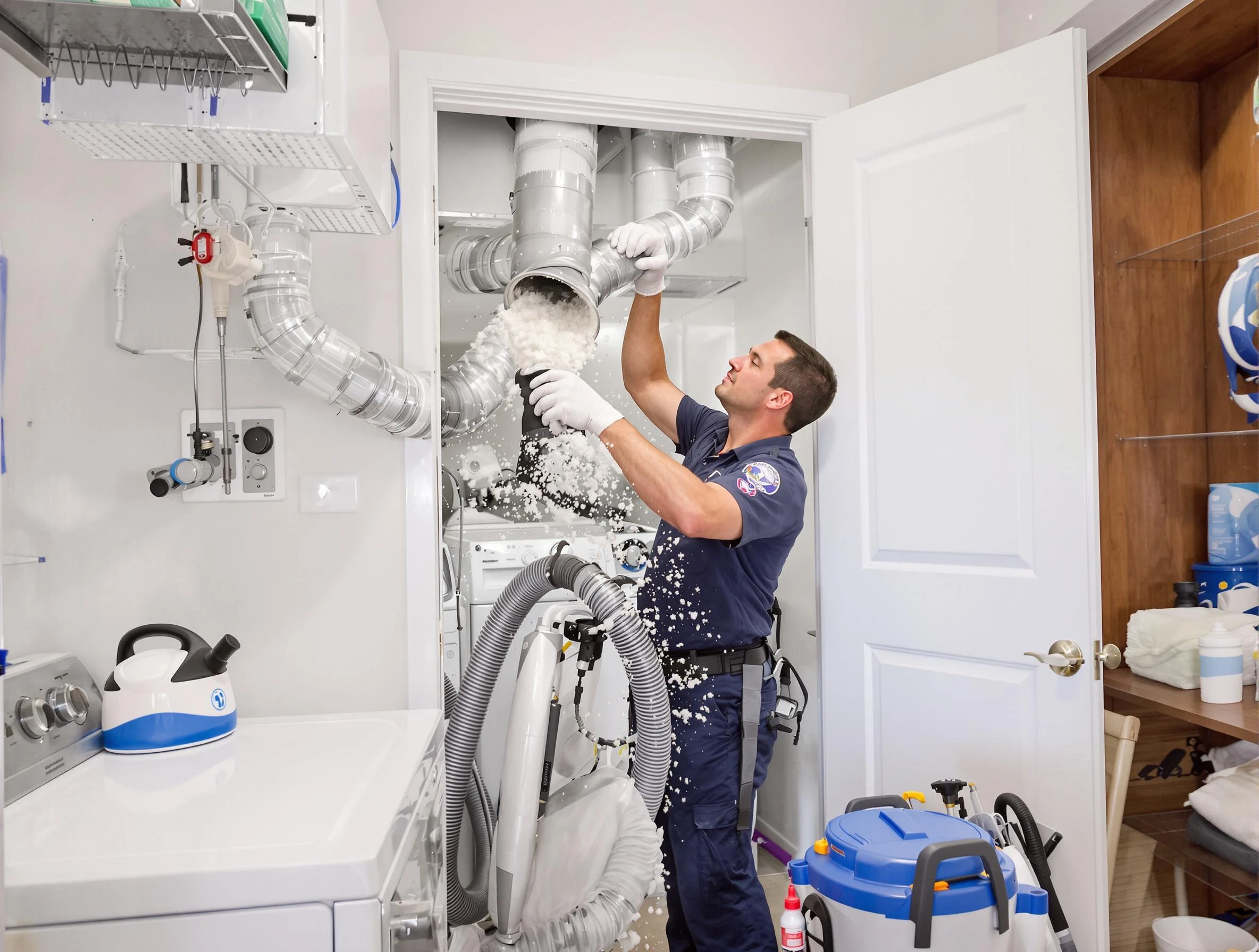 Andover Dryer Vent Cleaning technician delivering thorough residential dryer vent cleaning service in Andover